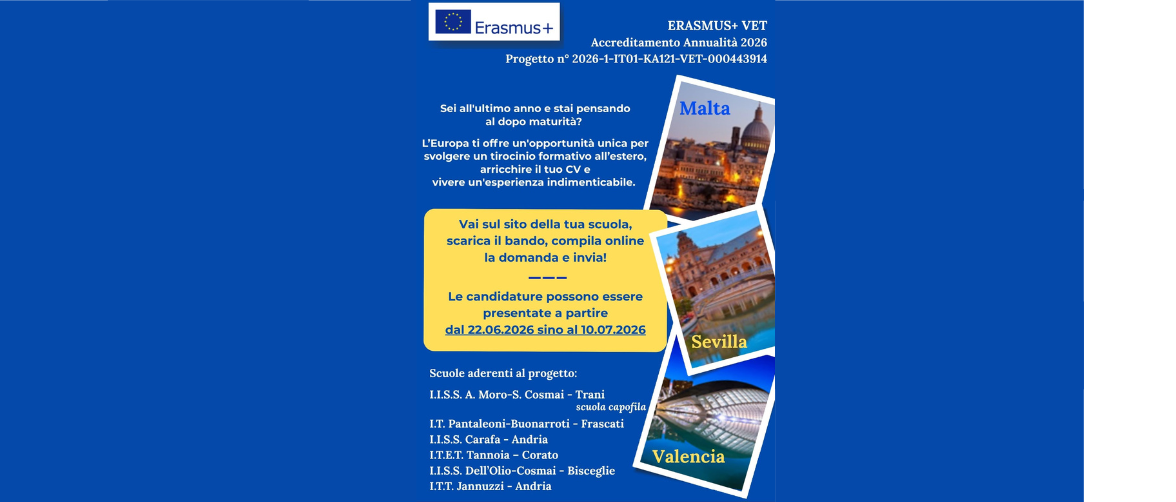 Avviso di partecipazione mobilità Erasmus+ per diplomati a.s. 2025-26